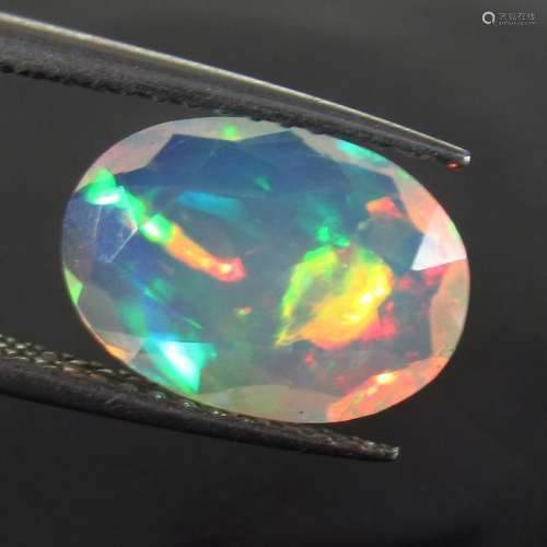 1.68 Ct Natural Multi-Color Fire Faceted Opal Oval Cut