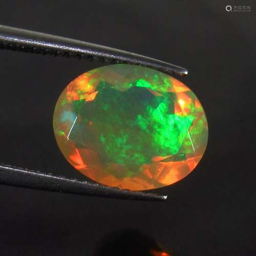 2.20 Ct Natural Multi-Color Fire Faceted Opal Oval Cut