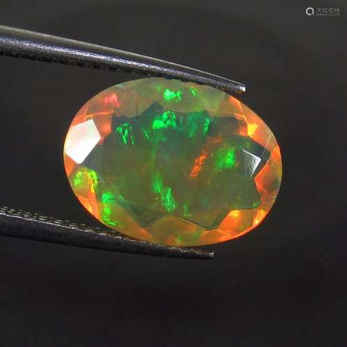 1.95 Ct Natural Multi-Color Fire Faceted Opal Oval Cut