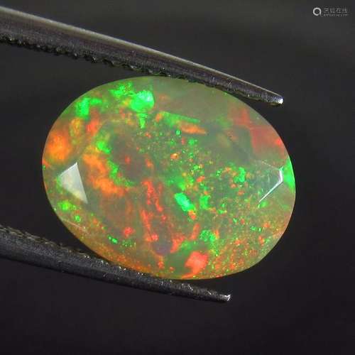 2.29 Ct Natural Multi-Color Fire Faceted Opal Oval Cut