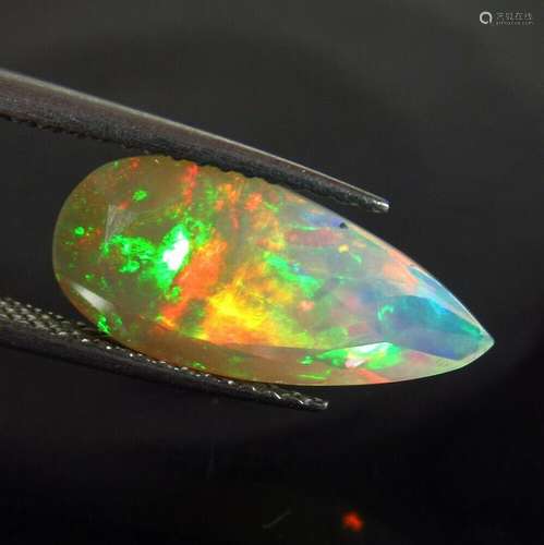 2.33 Ct Natural  Multi-Color Faceted Fire Opal Pear Cut