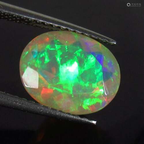 1.92 Ct Natural Multi-Color Fire Faceted Opal Oval Cut