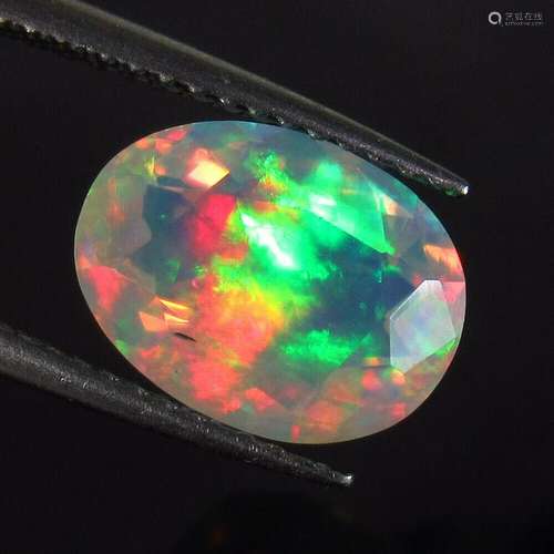 2.28 Ct Natural Multi-Color Fire Faceted Opal Oval Cut