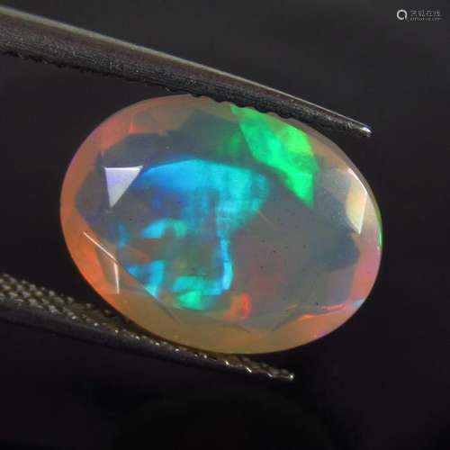 4.27 Ct Natural Multi-Color Fire Faceted Opal Oval Cut