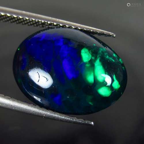 6.31 Ct Natural Ethiopian Fire Black Opal Oval Cab