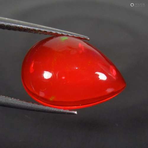 4.18 Ct Natural Ethiopian Orange Fire Opal Pear Cab