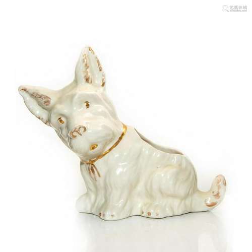 SMALL IVORY CREAM GLAZED SCOTTISH TERRIER PLANTER