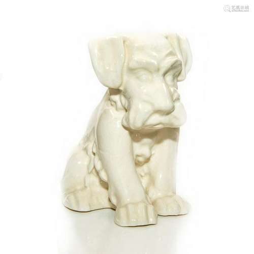 JAPANESE IVORY GLAZED CERAMIC SCOTTISH TERRIER PLANTER