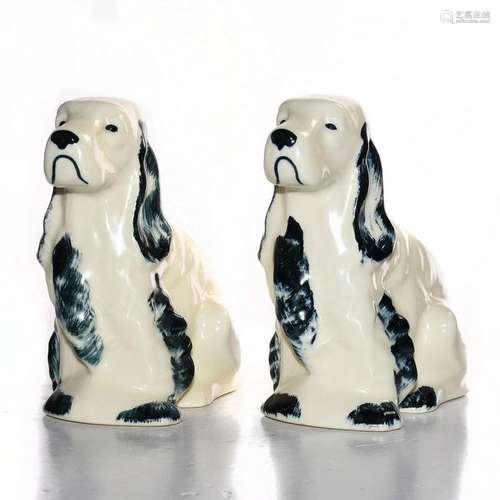 PAIR OF CERAMIC DOG PLANTERS