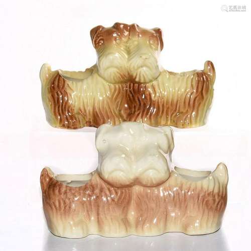 PAIR OF CERAMIC SCHNAUZER DOG PLANTERS