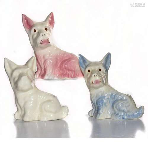 3 CERAMIC DOG PLANTERS