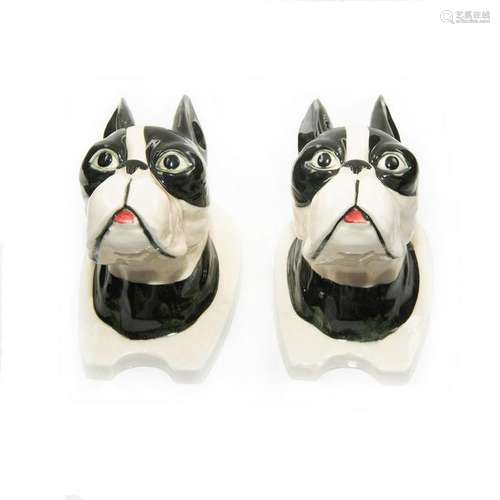 2 CERAMIC BOSTON TERRIER WALL DECORATIONS