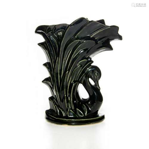 DARK LUSTER MCCOY POTTERY SWAN VASE