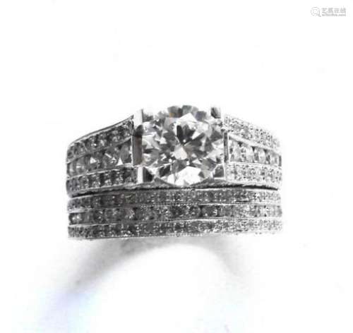 Diamond Wedding Ring 3.65Ct 14k White Gold Sz-7