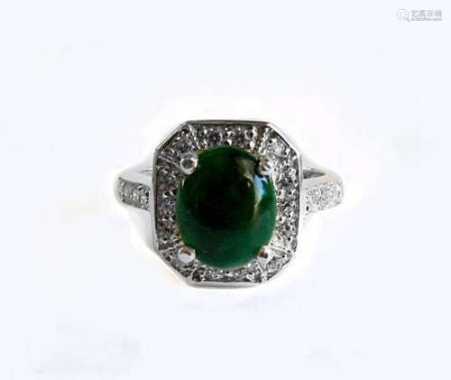 Anniversary Ring Imperial Jade/Diamond 2.98Ct 14k W/g