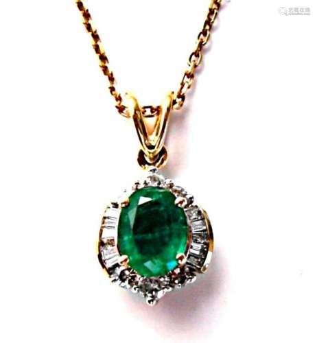 Emerald-Diamond Pendant 2.79Ct14k Y/g