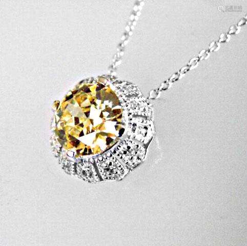 Creation Diamond/ Necklace 2.03CT 18k W/G Overlay