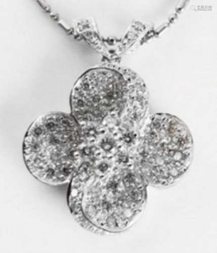 Cloverleaf Diamond Pendant: .90 Carat 18k W/g