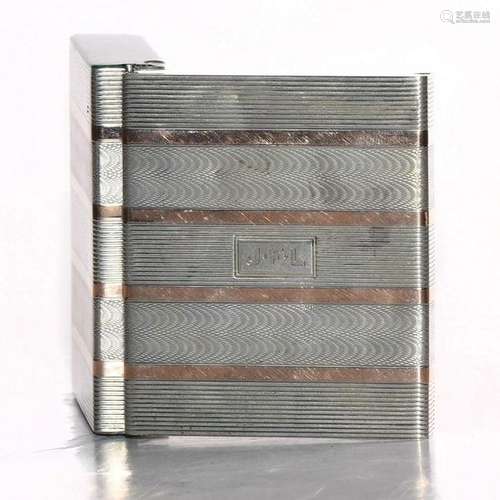 ART DECO STERLING SILVER AND 14K GOLD CIGARETTE CASE