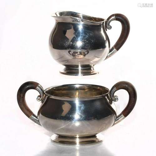 EVALD NIELSEN STERLING SILVER CREAMER AND SUGAR BOWL