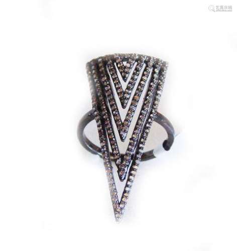 Vintage Inspired Diamond Ring . 67Ct 18K B/g Overlay