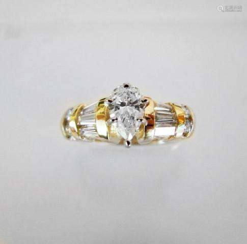 Anniversary Diamond Ring 1.37 Carat 14k Yellow Gold