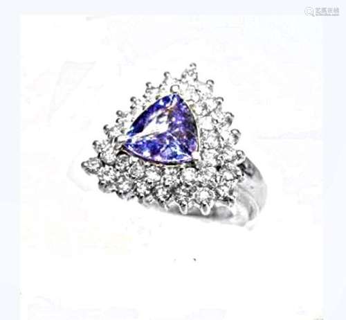 Anniversary Tanzanite Diamond Ring 4.08Ct 14k W/g