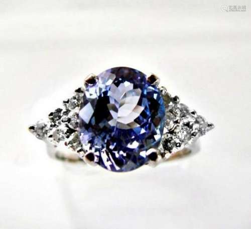 Tanzanite & Diamond Ring 3.90Ct 14k W/G