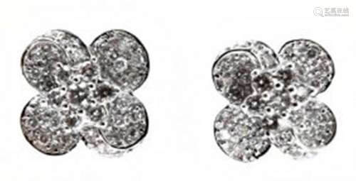 Cloverleaf Diamond Earring: 1.11 Carat 18k W/g