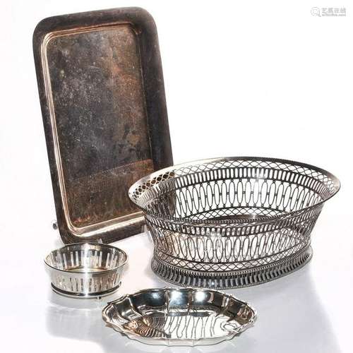 4 SILVER PLATE SERVING DISHES