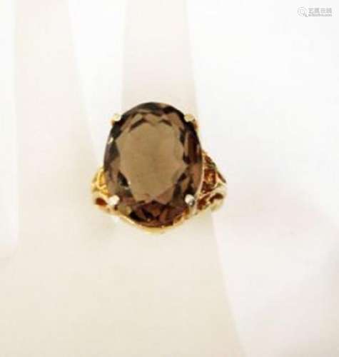 Natural Smoky Topaz Ring 12.19Ct 14k Y/g