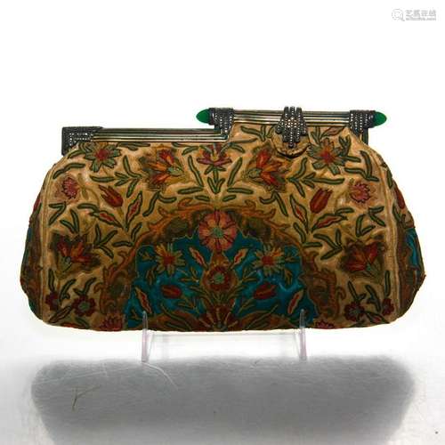 ART DECO HAND EMBROIDERED HANDBAG