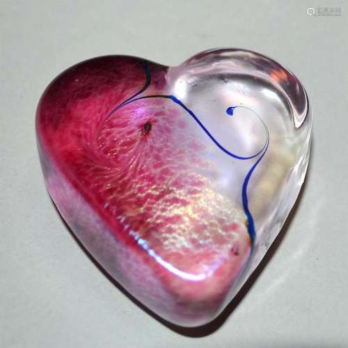 ROBERT HELD ART GLASS HEART COLORED PAPERWEIGHT