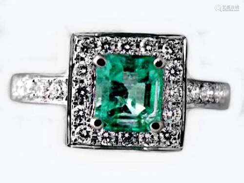 Emerald Ring 1.41CT Diamond: .68 CT14k W/G