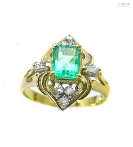 Emerald Ring .79 Ct Diamond .23 Ct 14k Y/g