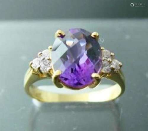 Amethyst Ring 2.40CT/Diamond: .24 Ct Ring  14k Y/G