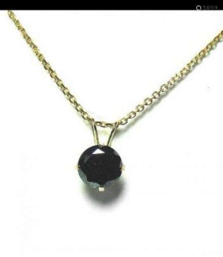 Black Diamond Necklace1.17 Carat 14K Yellow Gold