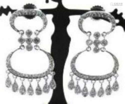 Chandelier Diamond Earrings 1.45Ct 14k White Gold