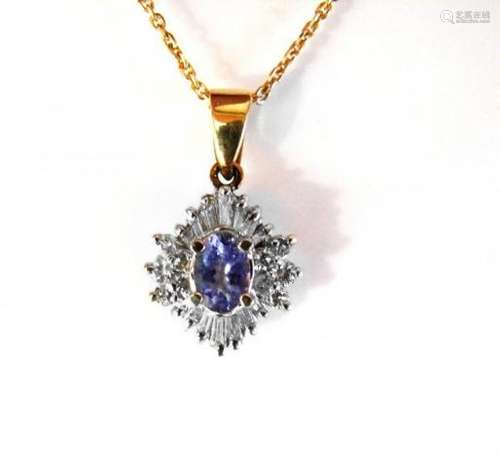 Natural Tanzanite Diamond Pendant: 1.89Ct14K Y/g