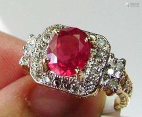 Anniversary Ruby Diamond Ring 4.59Ct 14k Y/g