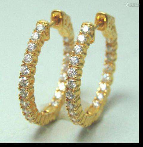 Creation Diamonds 1.12Ct Earrings 18k Y/g Overlay