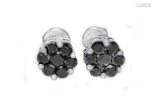 Invisible Black Diamond Stud Earring 1.12Ct 14k W/g