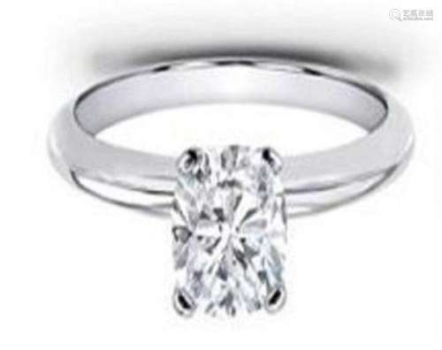 Solitaire Cushion Diamond Ring 1.13 Ct 14k W/g