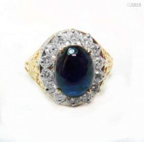 Blue Sapphire Diamond Ring 2.22Ct 18k W/g