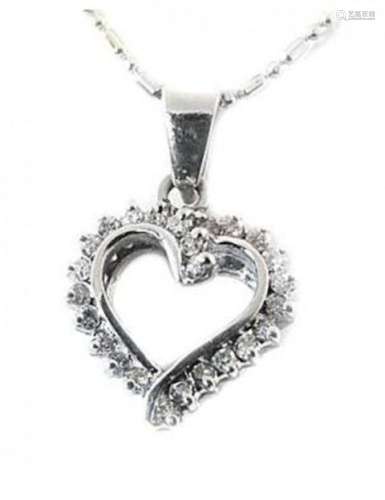 Heart Diamond Pendant .75 Carat with 14k in W/G