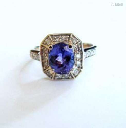 NatureTanzanite & Diamond Ring 4.87Ct 14k Y/g