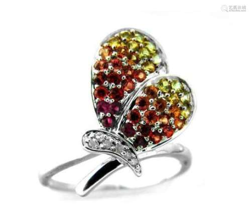 Multi Color Sapphire Butterfly Ring .90 Ct