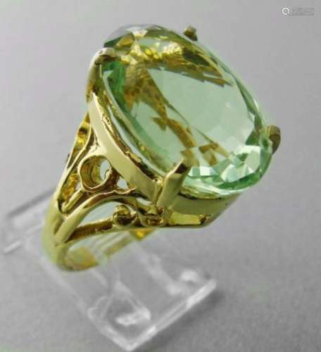 Green Amethyst Ring 12.14 Carat 14k Y/g