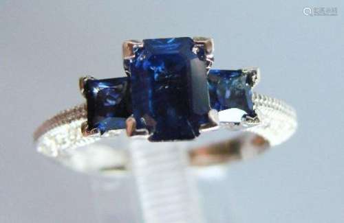 Blue Sapphire Ring: 1.80CT Diamond: .20CT 14k W/g
