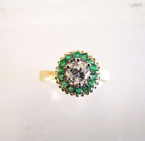 Anniversary Ring Diamond Emerald .77Ct 14k Y/g